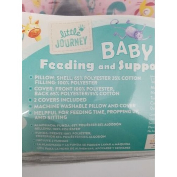 Little Journey Feeding and Support Pillow Pink With Extra Plush Cover Blue Green - Picture 8 of 9